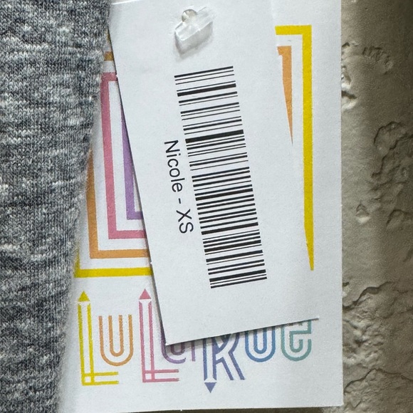 LuLaRoe Nicole Dress XS Gray Mint Trim NWT Fit & Flare - Picture 6 of 7